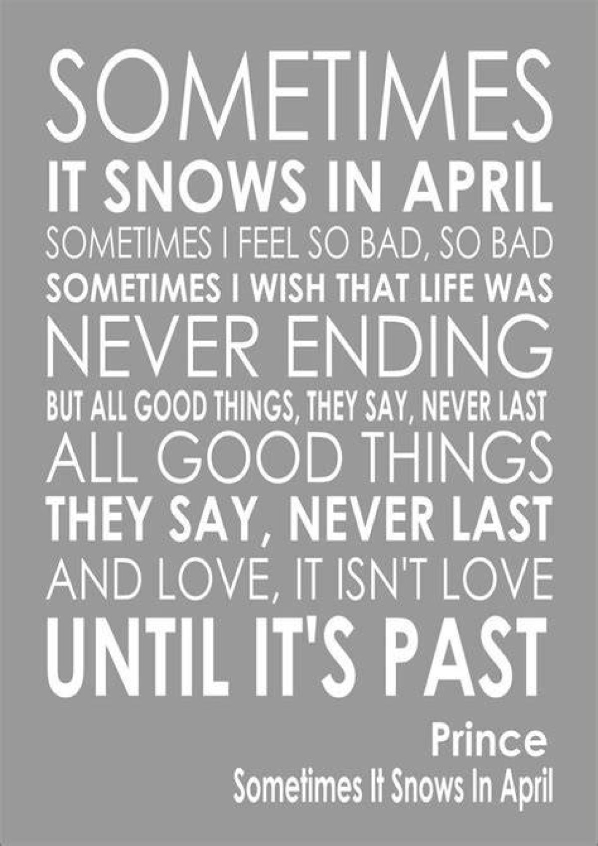 Princessometimes It Snows in April Lyrics