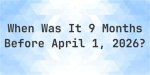 Unraveling the Significance of "9 Months Before March"
